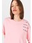 Pembe Göğüs Yazı Baskılı Pamuklu Oversize Tişört 2150-31M 4