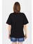 Siyah Göğüs Yazı Baskılı Pamuklu Oversize Tişört 2150-31M 5