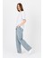 Beyaz Arka Yazı Baskılı Kalpli %100 Pamuk Oversize Tişört 2150-33M 3