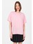 Pembe Arka Yazı Baskılı Kalpli %100 Pamuk Oversize Tişört 2150-33M 2