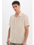 Relax Fit Polo Yaka Keten Görünümlü Yazlık Kısa Kollu Gömlek E1230AX25SM 8