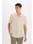 Relax Fit Polo Yaka Keten Görünümlü Yazlık Kısa Kollu Gömlek E1230AX25SM 10