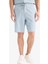 %100 Pamuk Relax Fit Cepli Keten Görünümlü Bermuda Şort C7381AX25SM 1