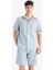 %100 Pamuk Relax Fit Cepli Keten Görünümlü Bermuda Şort C7381AX25SM 5