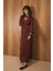 Biyeli Premium Dantel Elbise Bordo 3