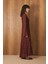 Biyeli Premium Dantel Elbise Bordo 5