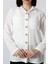 BB-077 Beyaz Pamuk Keten Kolu Apoletli Iki Cepli Kadın Büyük Beden Gömlek 3