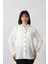 BB-077 Beyaz Pamuk Keten Kolu Apoletli Iki Cepli Kadın Büyük Beden Gömlek 5