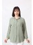 MYB-077 Mint Yeşili Pamuk Keten Kolu Apoletli Iki Cepli Kadın Büyük Beden Gömlek 2