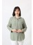MYB-077 Mint Yeşili Pamuk Keten Kolu Apoletli Iki Cepli Kadın Büyük Beden Gömlek 5
