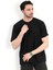 Erkek Bisiklet Yaka Marka Baskılı %100 Pamuklu T-Shirt Siyah - 2271-6 5