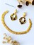 Küpe Sallantılı Leopar ve Bileklik Yaprak Altın Kaplama 316 L Çelik 2'li Set + Hediye Paket 5