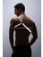 Reflektörlü (Karanlıkta Parlayan) Omuz Detaylı Şık Erkek Göğüs Harness, Çizgili Harness M 5