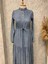 25Y9435 Elbise Kot Denim Yarım Düğme Kapama - Patisca - 25Y9435 - Mavi - 38 1