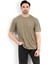 Erkek Bisiklet Yaka Marka Baskılı %100 Pamuklu T-Shirt Haki - 2271-6 1