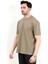 Erkek Bisiklet Yaka Marka Baskılı %100 Pamuklu T-Shirt Haki - 2271-6 3