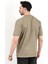 Erkek Bisiklet Yaka Marka Baskılı %100 Pamuklu T-Shirt Haki - 2271-6 4
