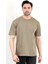 Erkek Bisiklet Yaka Marka Baskılı %100 Pamuklu T-Shirt Haki - 2271-6 5