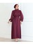 25Y9566 Elbise Kendinden Desenli Jakarlı - Patisca - 25Y9566 - Vişne - 38 1