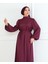 25Y9566 Elbise Kendinden Desenli Jakarlı - Patisca - 25Y9566 - Vişne - 38 2