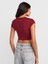 31810 Bisiklet Yaka Crop T-Shirt-Açık Bordo 2