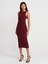 91099 Vücuda Oturan Midi Elbise-Bordo 1