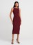 91099 Vücuda Oturan Midi Elbise-Bordo 4