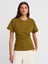 31585 Drape Detaylı T-Shirt-Koyu Yeşil 1
