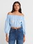 50258 Omuzları Açık Düğmeli Top-Açık Mavi 1