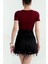 Kruvaze Yakalı Kısa Kollu Crop Bluz 5
