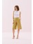 Geniş Paça Keten Bermuda Pantolon Olive Y2512044_027 1