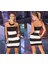- B101286 Straplez Kalın Çizgili Mini Elbise 1