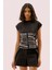 Yanları Yırtmaç Detaylı Baskılı Kolsuz T-Shirt Siyah Y2523810_001 1