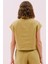 Önü Fermuarlı ve Nakış Detaylı Kolsuz Keten Bluz Olive Y2513514_027 2