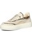 Kadın Bej Altın Bağcıklı Kalın Tabanlı Deri Sneaker 4