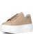 Kadın Pudra Bağcıklı Kalın Tabanlı Deri Sneaker 4