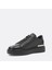 Erkek Siyah Bağcıklı Kalın Tabanlı Deri Sneaker 4