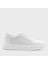 Erkek Beyaz Bağcıklı Kalın Tabanlı Deri Sneaker 1