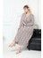 Bürümcük Elbise Belden Oturtma Lastikli Yazlık Desenli 2xl - 5xl Çıtır Leopar Kahverengi 3