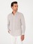 Erkek Bej Regular Fit Kareli %100 Keten Gömlek 50300534-VR011 3
