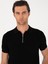 Erkek Siyah Slim Fit Fermuarlı Polo Yaka Triko T-shirt 50300797-VR046 2
