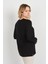 Kadın V Yaka ve Yakası Taş Detaylı Uzun Kollu Anne Bluz 5711 Siyah 4