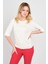 Kadın Truvakar Kol Bisiklet Yaka Basıc Bluz 22721 Ekru 2