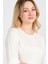 Kadın Truvakar Kol Bisiklet Yaka Basıc Bluz 22721 Ekru 3
