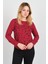Kadın Uzun Kollu Puanlı Bisiklet Yaka Bluz 24583 Bordo 2