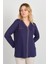 Kadın Süs Cepli Toka Detaylı Uzun Kol Anne Bluz 5717 Mor 1