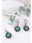 Kolye, Küpe, Yüzük ( 3 Lü Gümüş Set ) Paraiba Taşlı, 925 Ayar Gümüş 5