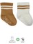 Çemberli Kaymaz Soket Çorap 2'li Ekru Hardal 1