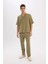 %100 Pamuk Relax Fit Rahat Kesim Yazlık Müslin Kısa Paça Pamuklu Jogger Pantolon D6144AX25SM 4