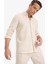 %100 Keten Regular Fit Polo Yaka Yazlık Basic Düz Uzun Kollu Gömlek C1825AX25SM 3